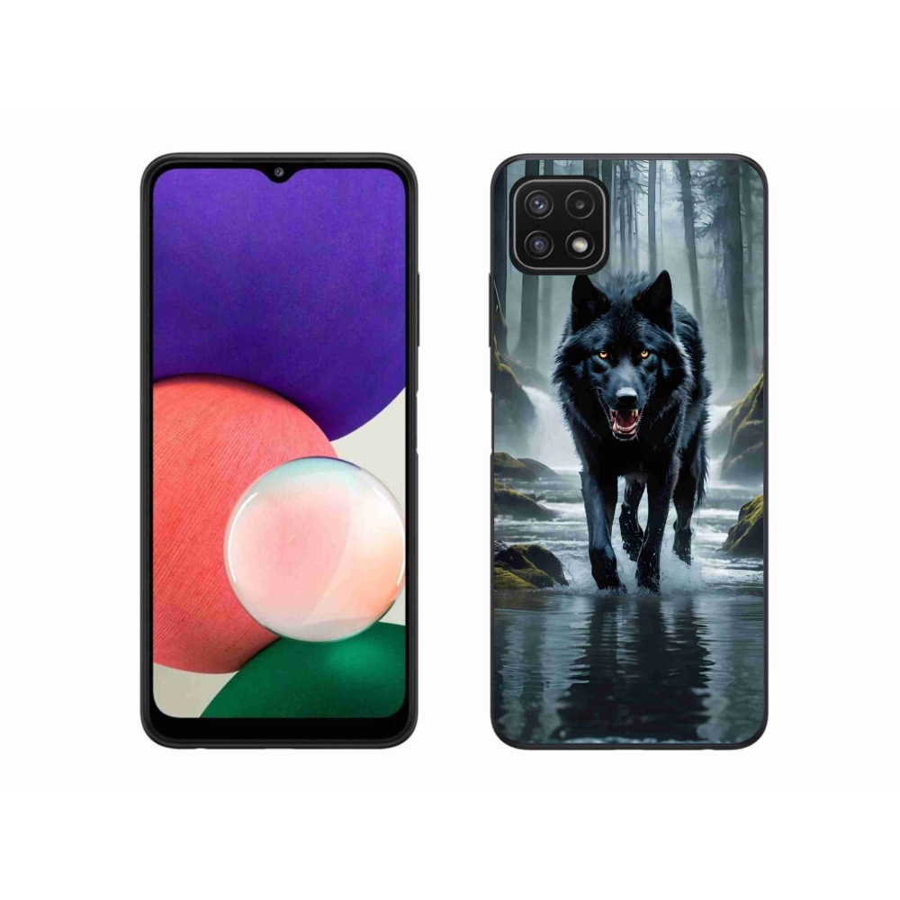 Gelový kryt mmCase na Samsung Galaxy A22 5G - černý vlk