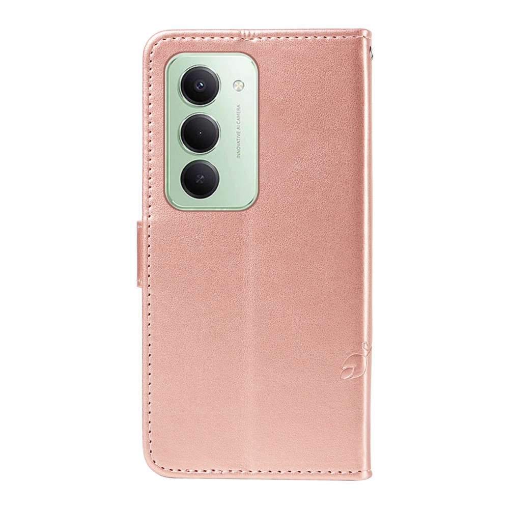 Flowery knížkové pouzdro na Xiaomi Redmi 15 4G (171mm) - růžovozlaté