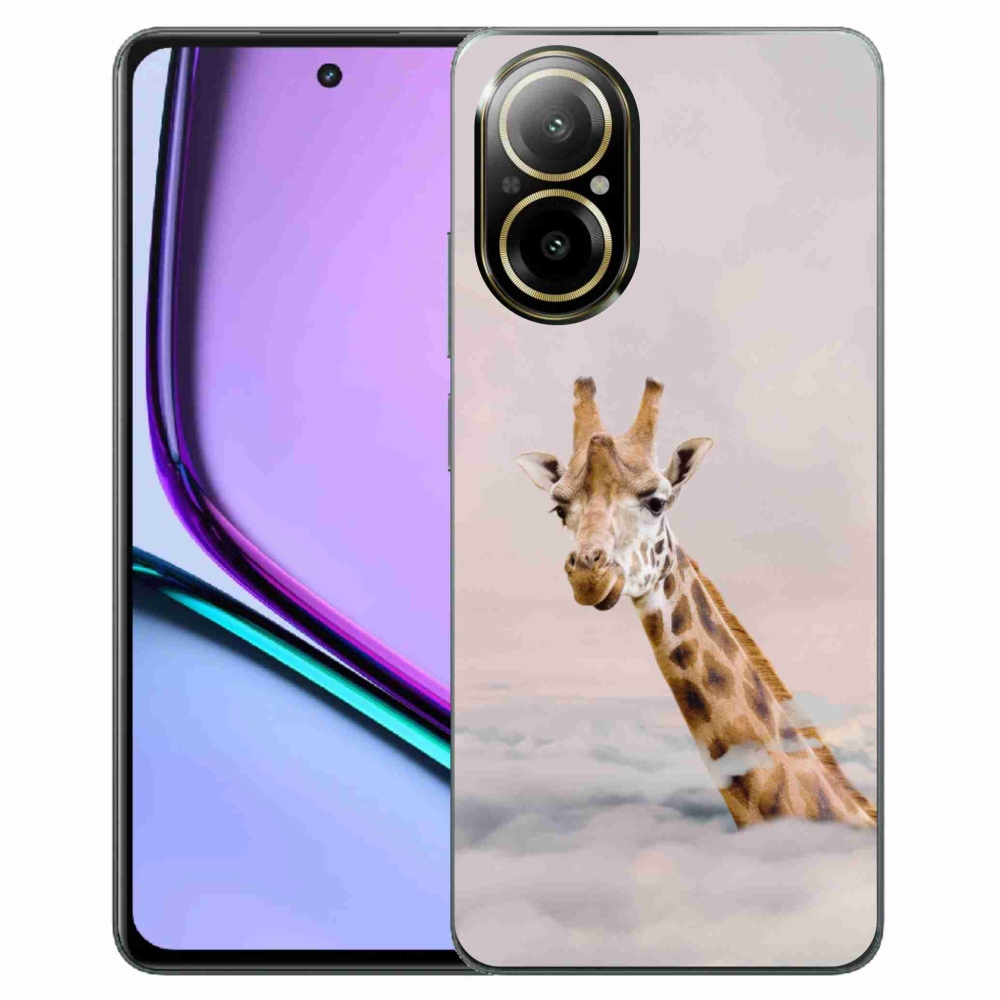 Gelový kryt mmCase na Realme C67 - žirafa v oblacích