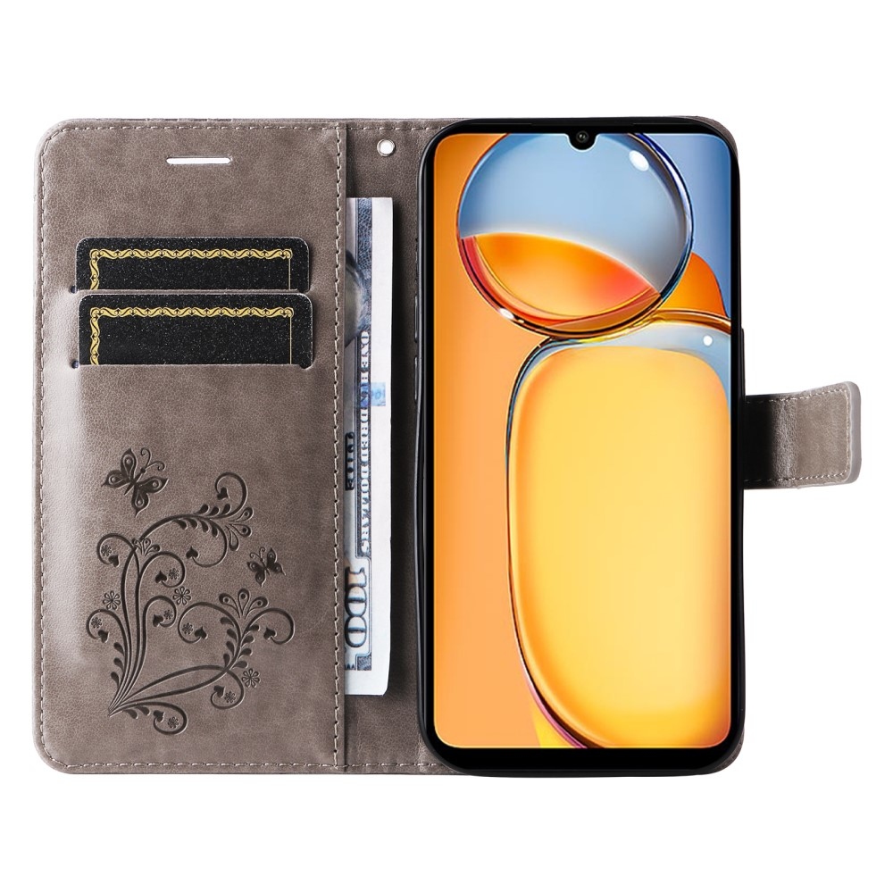 Big Butterfly knížkové pouzdro na Xiaomi Poco C65/Redmi 13C - šedé