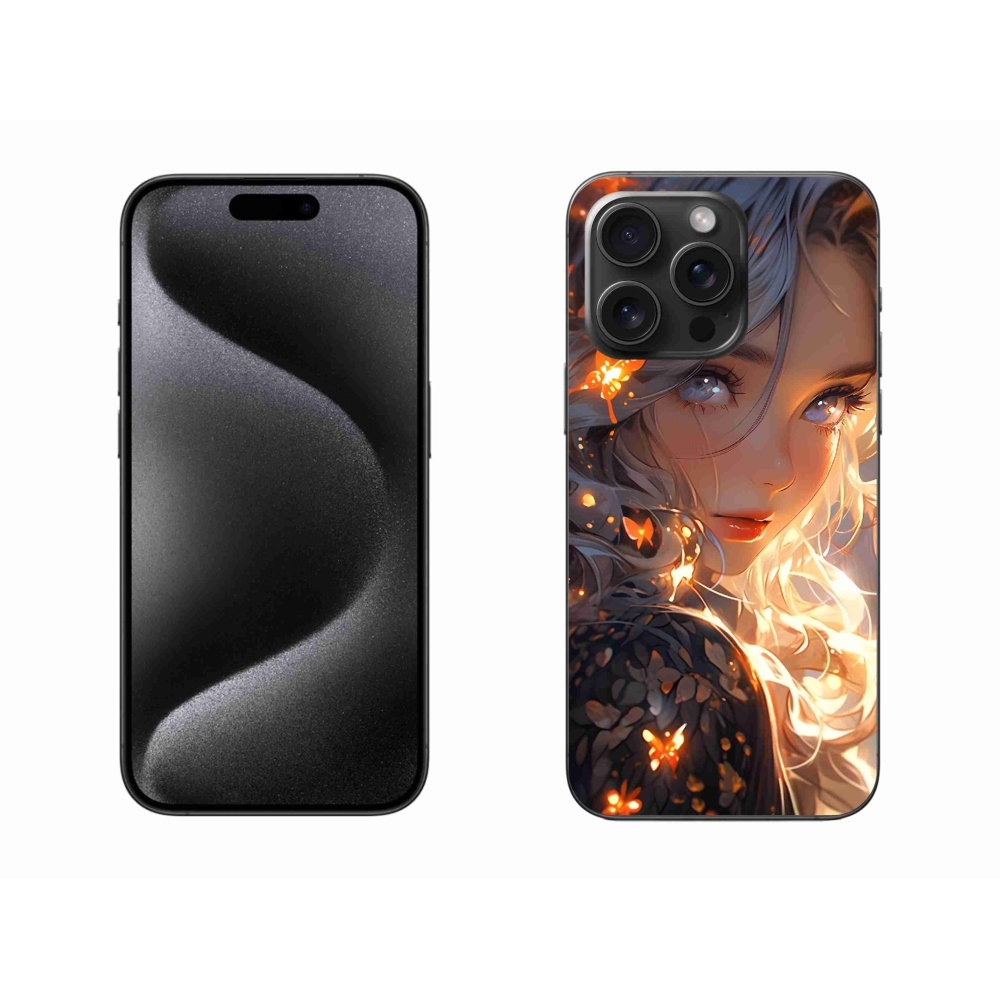 Gelový kryt mmCase na iPhone 15 Pro Max - dívka a motýli