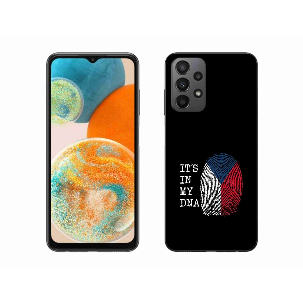 Gelový kryt mmCase na Samsung Galaxy A23 4G/5G - vlajka otisk prstu černé pozadí
