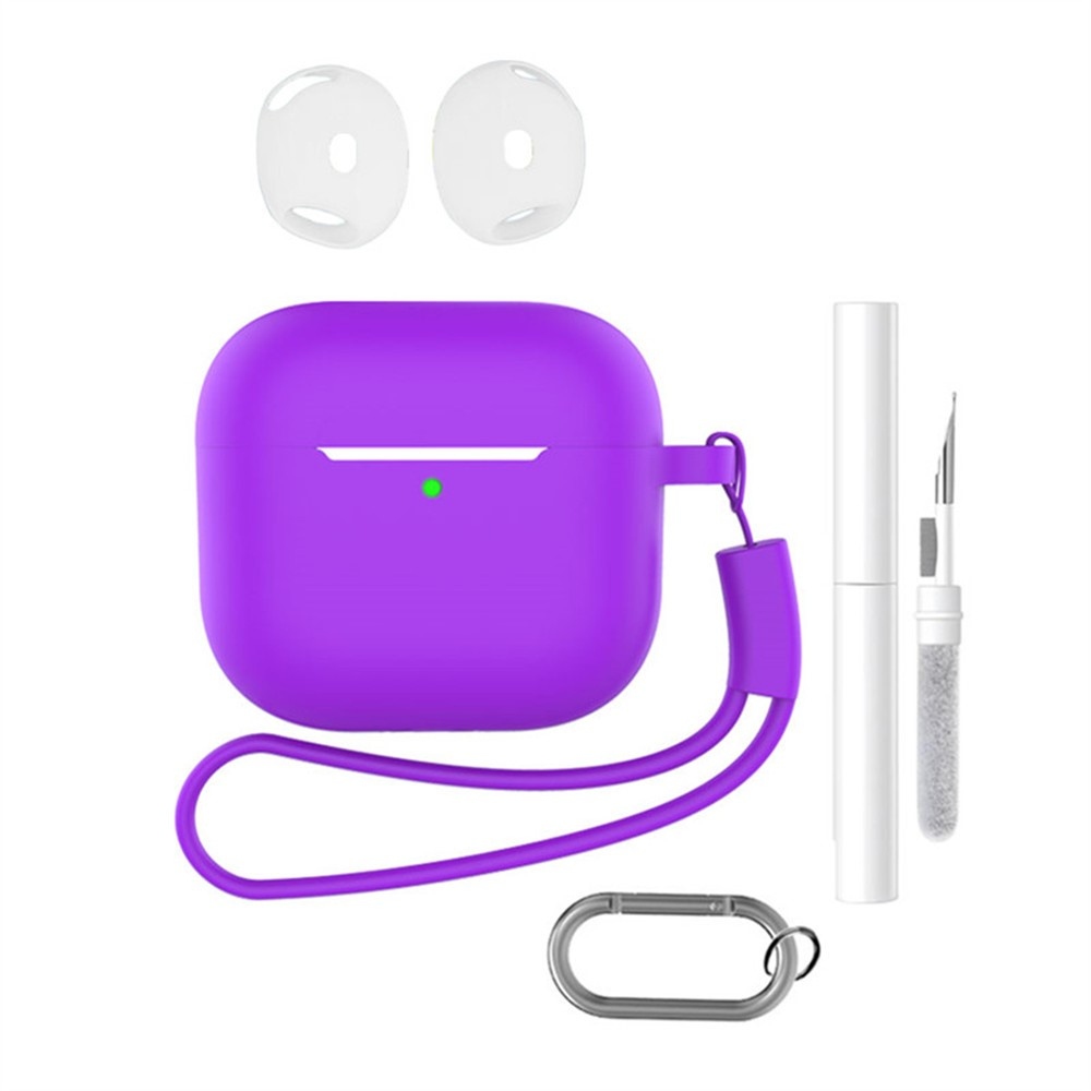 Set silikonový obal na Apple AirPods 4 s čistící sadou - tmavěfialový