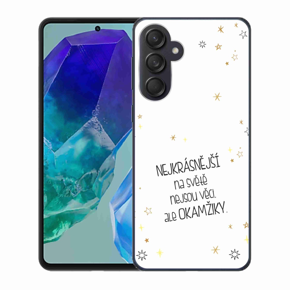 Gelový kryt mmCase na Samsung Galaxy M55 5G - citát 4 bílé pozadí