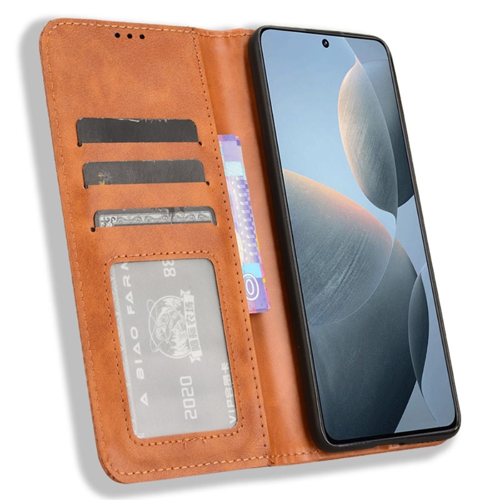 Vintage knížkové pouzdro na Xiaomi Poco X6 Pro 5G - hnědé