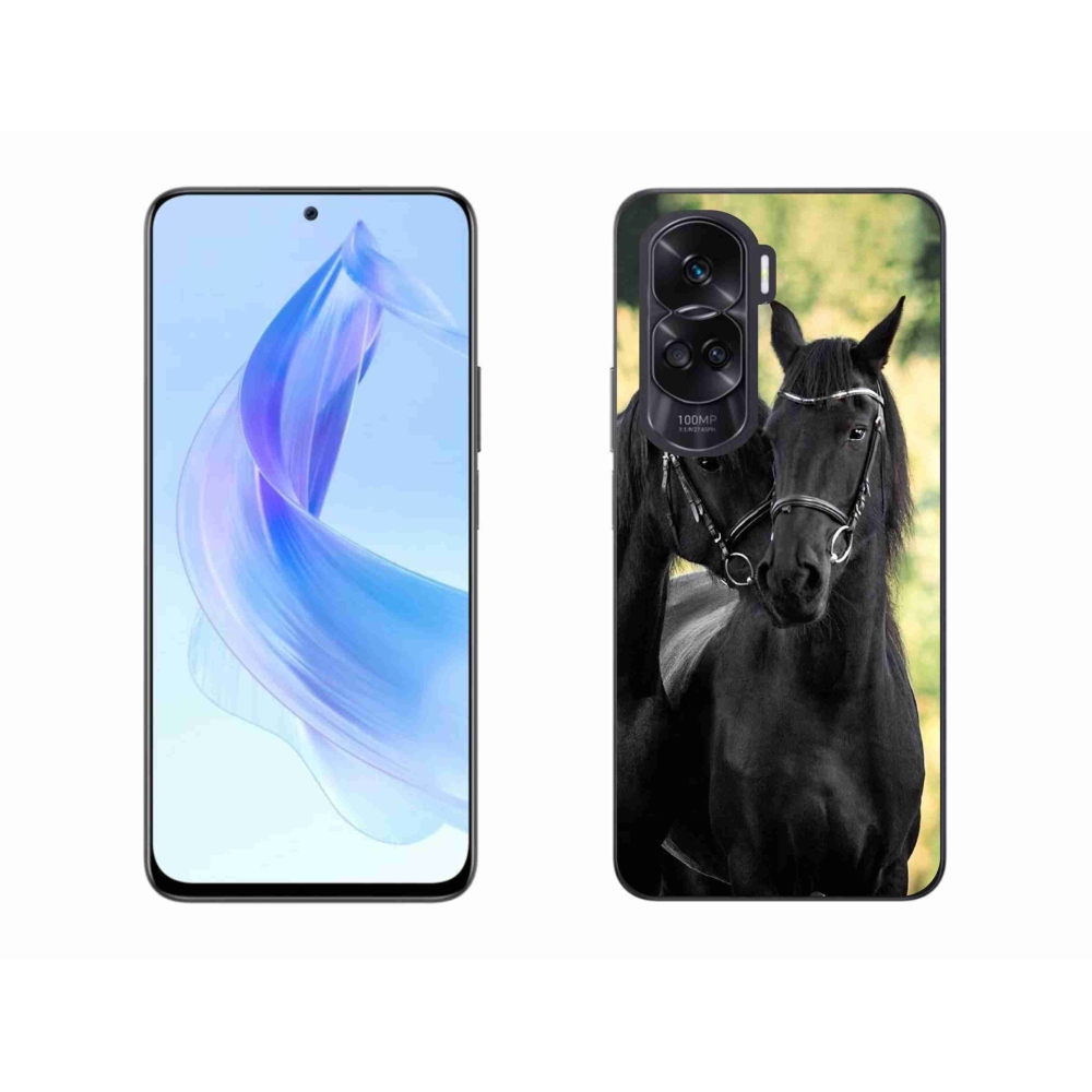 Gelový kryt mmCase na Honor 90 Lite - dva černí koně