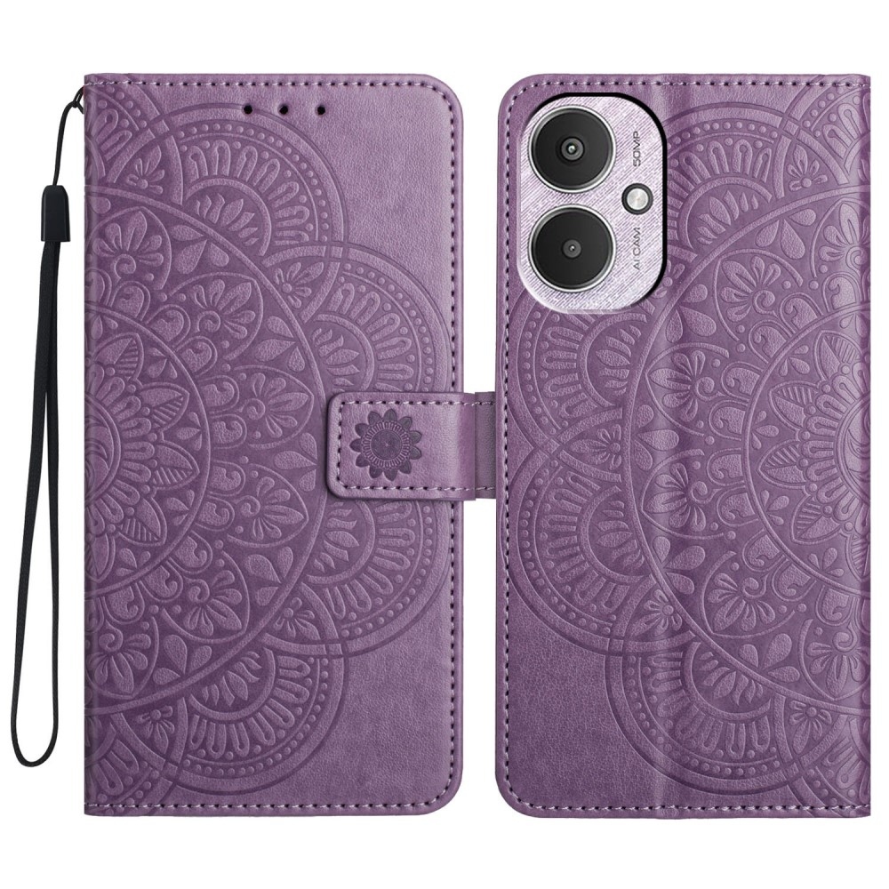 Mandala knížkové pouzdro na Xiaomi Redmi 13C 5G - fialové