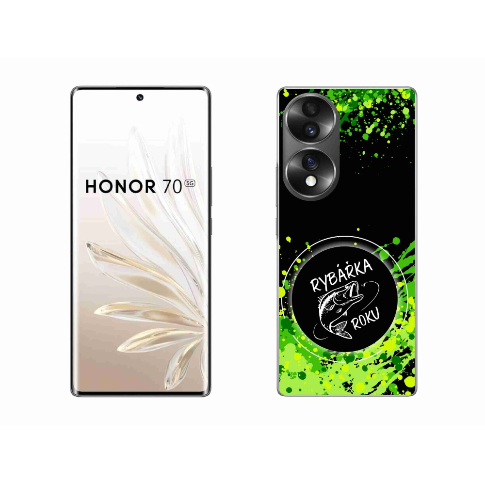 Gelový kryt mmCase na Honor 70 - rybářka roku černé pozadí