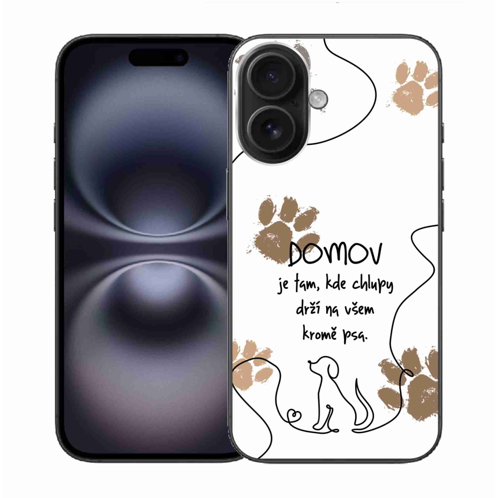 Gelový kryt mmCase na iPhone 16 - psí motiv bílé pozadí