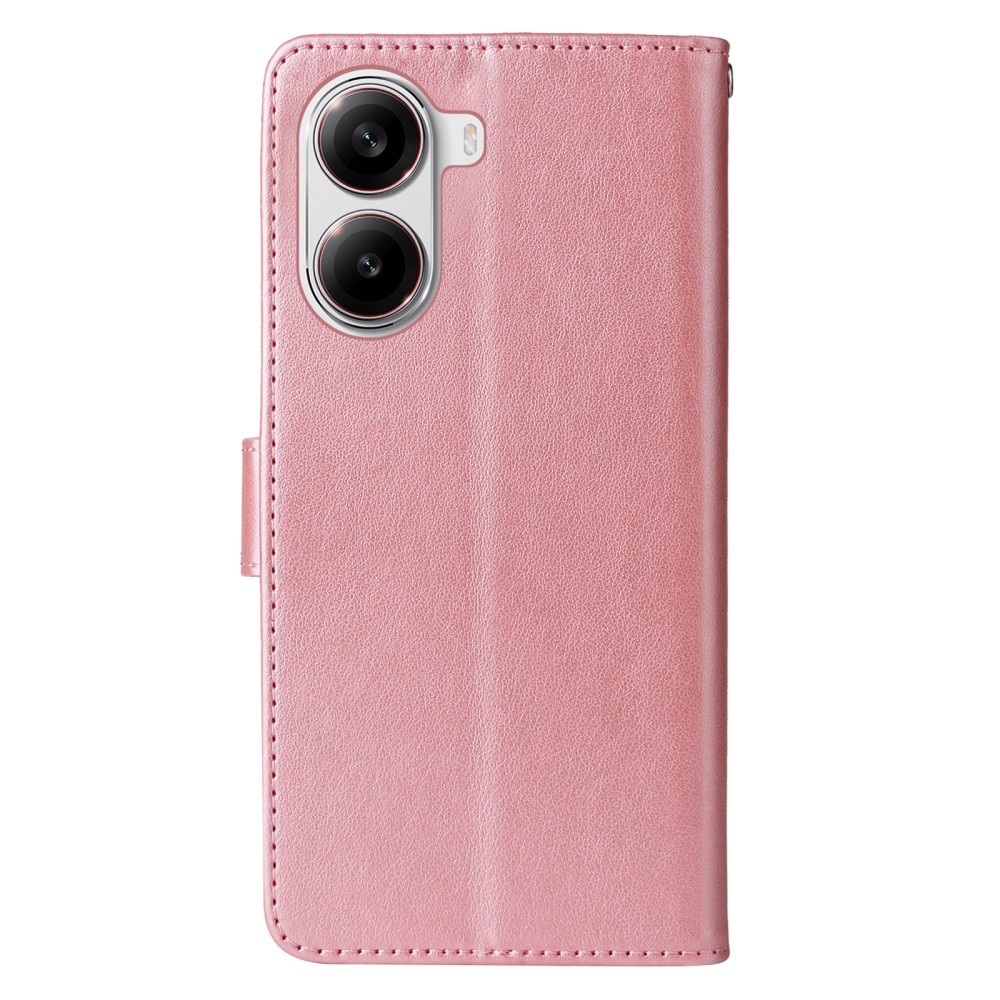 Flowery knížkové pouzdro na Xiaomi Poco X7 Pro 5G - růžové