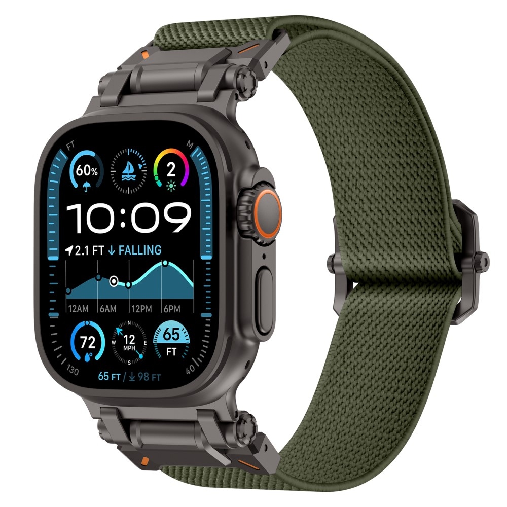 Metal nylonový řemínek na Apple Watch Ultra/Ultra 2 49mm/SE/SE 2022/2023 44mm/10 46mm/9/8/7 45mm/6/5/4 44mm/3/2/1 42 mm - zelený