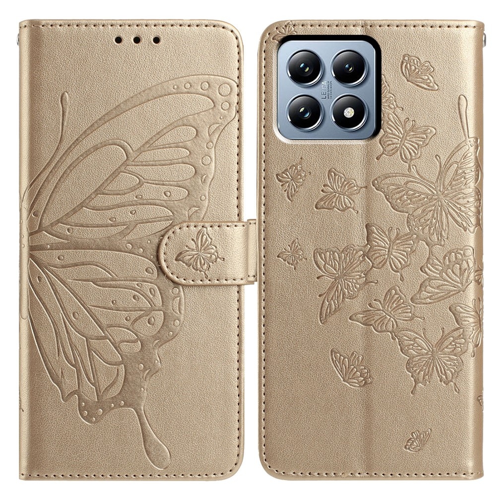 Floral Butterfly knížkové pouzdro na Xiaomi 15T - zlaté