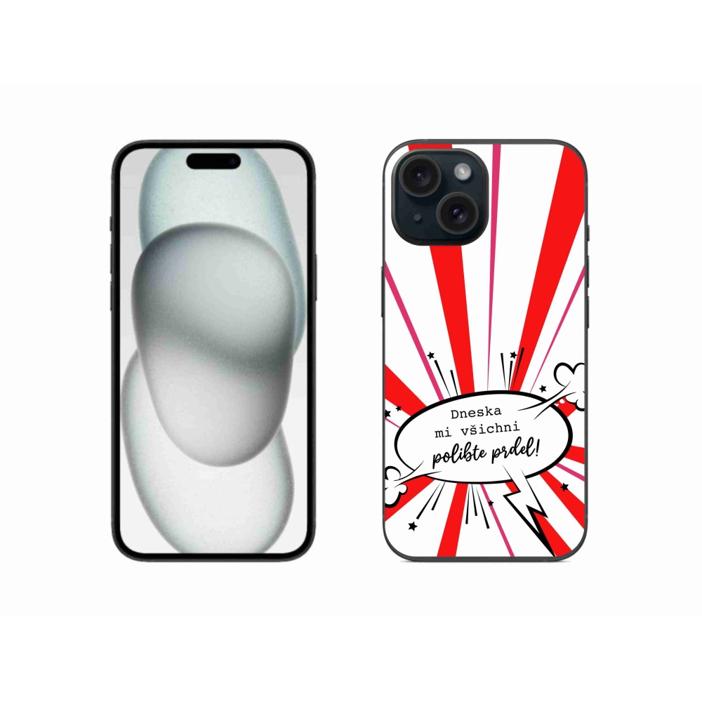 Gelový kryt mmCase na iPhone 15 - vtipný text 15 bílé pozadí