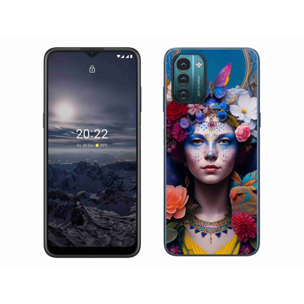 Gelový kryt mmCase na Nokia G11/G21 - žena s květinami