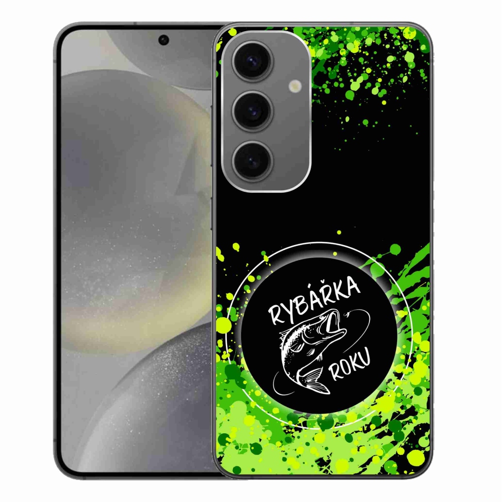 Gelový kryt mmCase na Samsung Galaxy S24+ - rybářka roku černé pozadí
