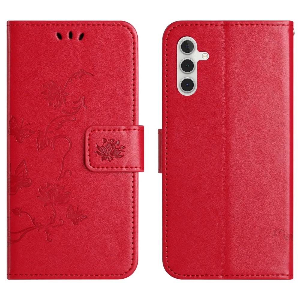 Flower knížkové pouzdro na Samsung Galaxy A26 5G - červené
