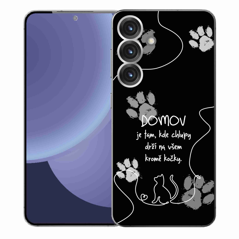 Gelový kryt mmCase na Samsung Galaxy S25+ - kočičí motiv černé pozadí