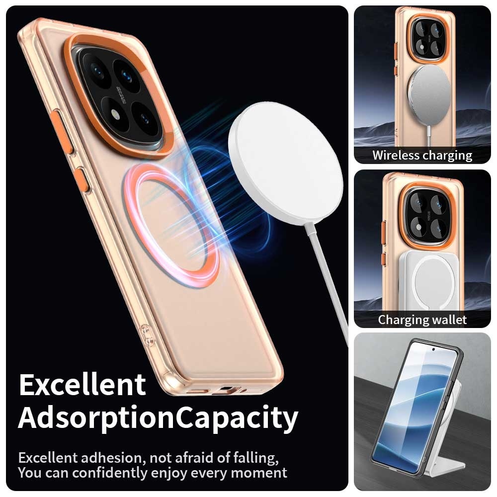 Candy gelový obal s MagSafe na Xiaomi Redmi Note 14 Pro 5G/Poco X7 5G - oranžový