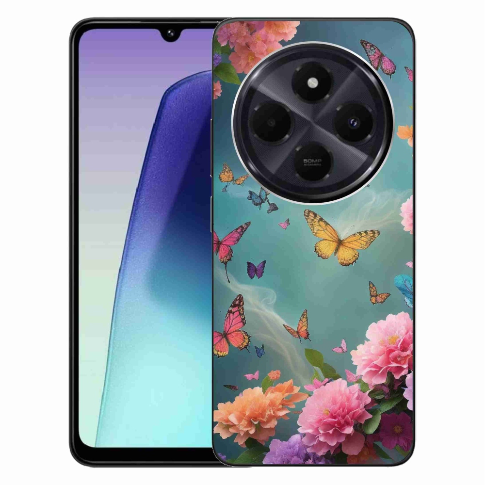 Gelový kryt mmCase na Xiaomi Redmi 14C/Poco C75 - barevné květy a motýli