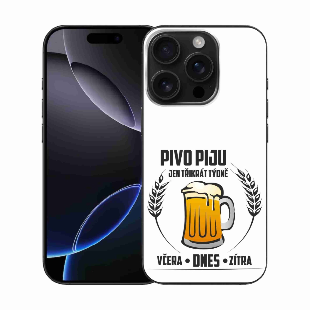 Gelový kryt mmCase na iPhone 16 Pro - pivní motiv bílé pozadí