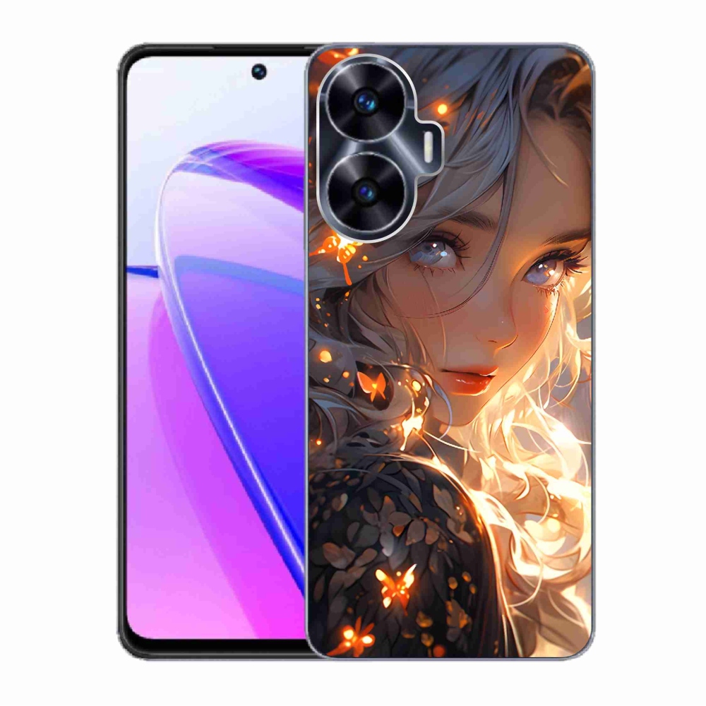 Gelový kryt mmCase na Realme C55 - dívka a motýli