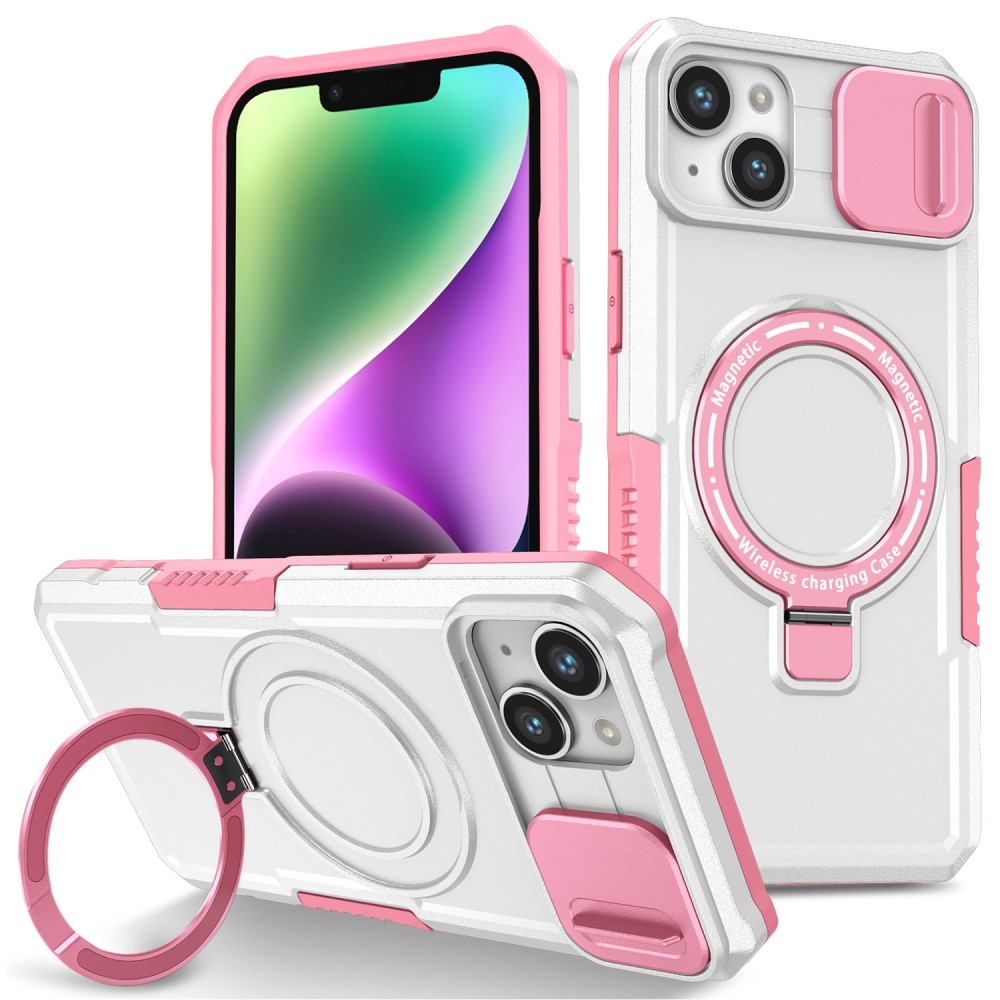 Fulcrum odolný kryt s ochranou fotoaparátu a s MagSafe na iPhone 14 - růžový/bílý