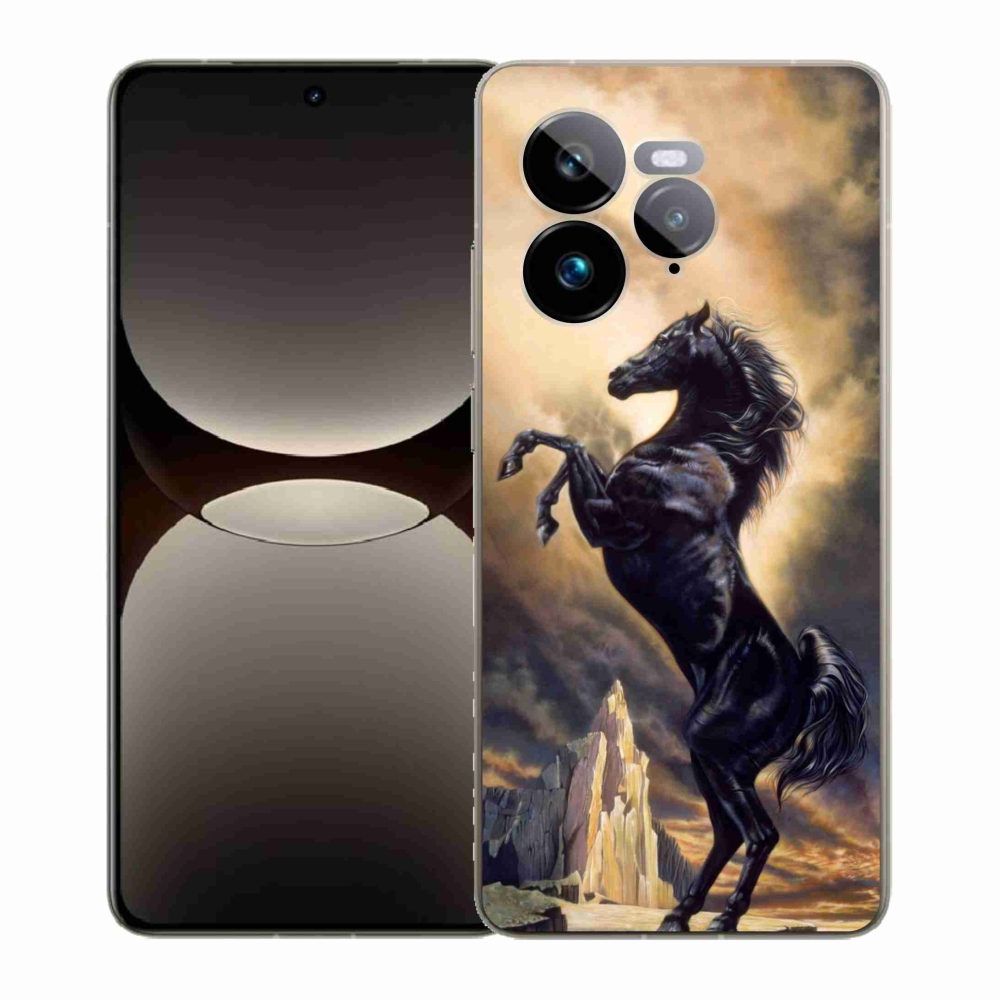 Gelový kryt mmCase na Realme GT 7 Pro 5G - černý kreslený kůň