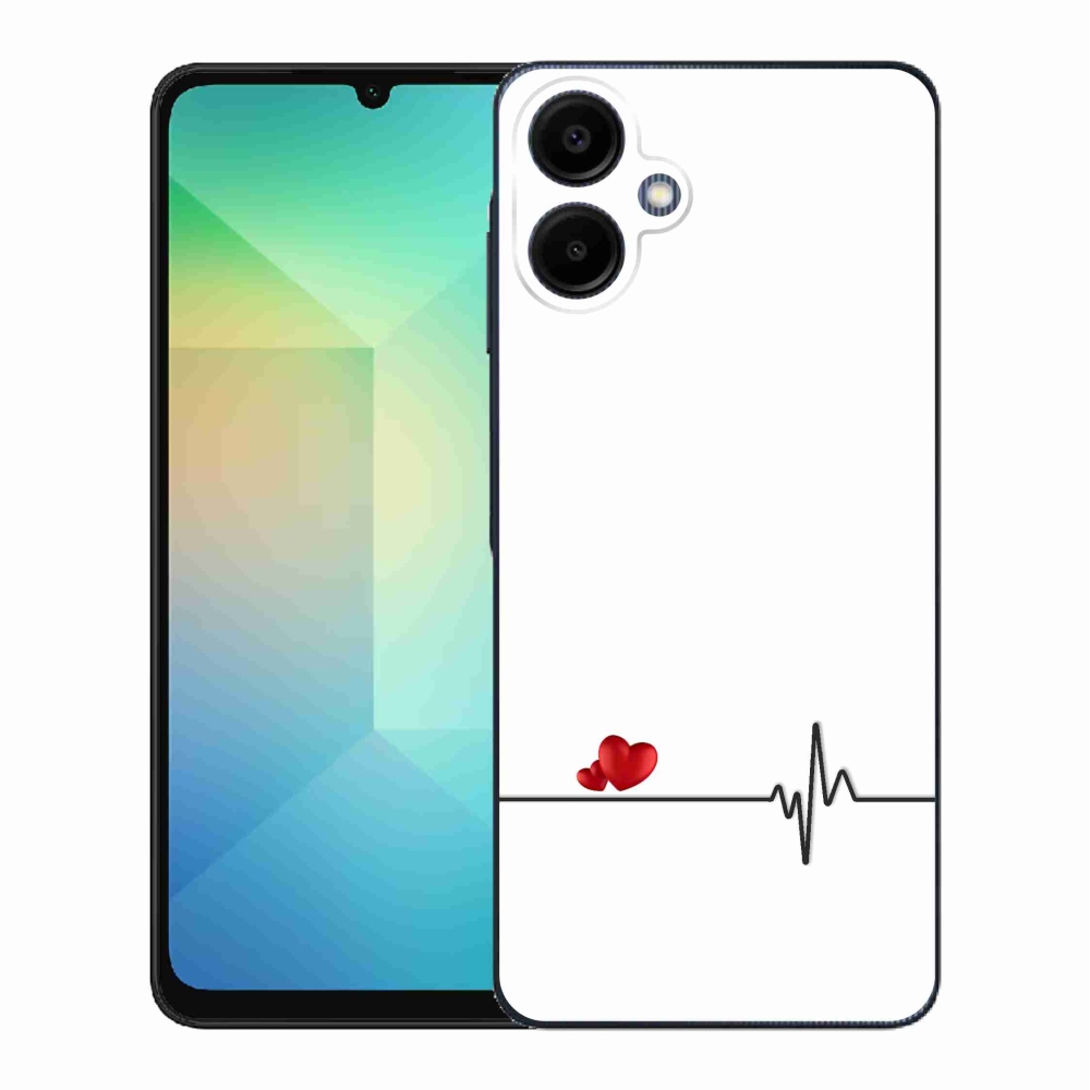 Gelový kryt mmCase na Samsung Galaxy A06 4G - srdce a tep bílé pozadí