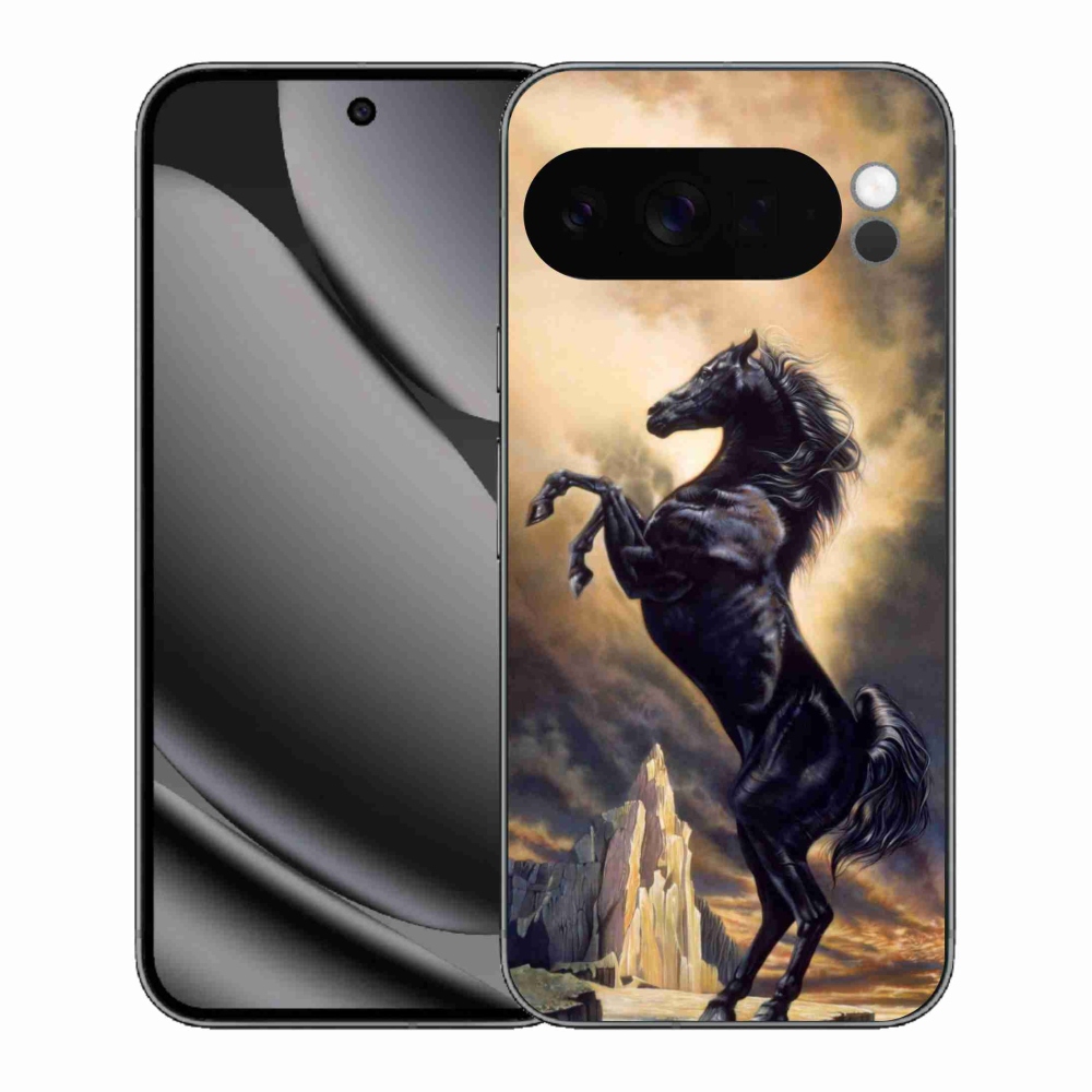 Gelový kryt mmCase na Google Pixel 10 Pro XL - černý kreslený kůň