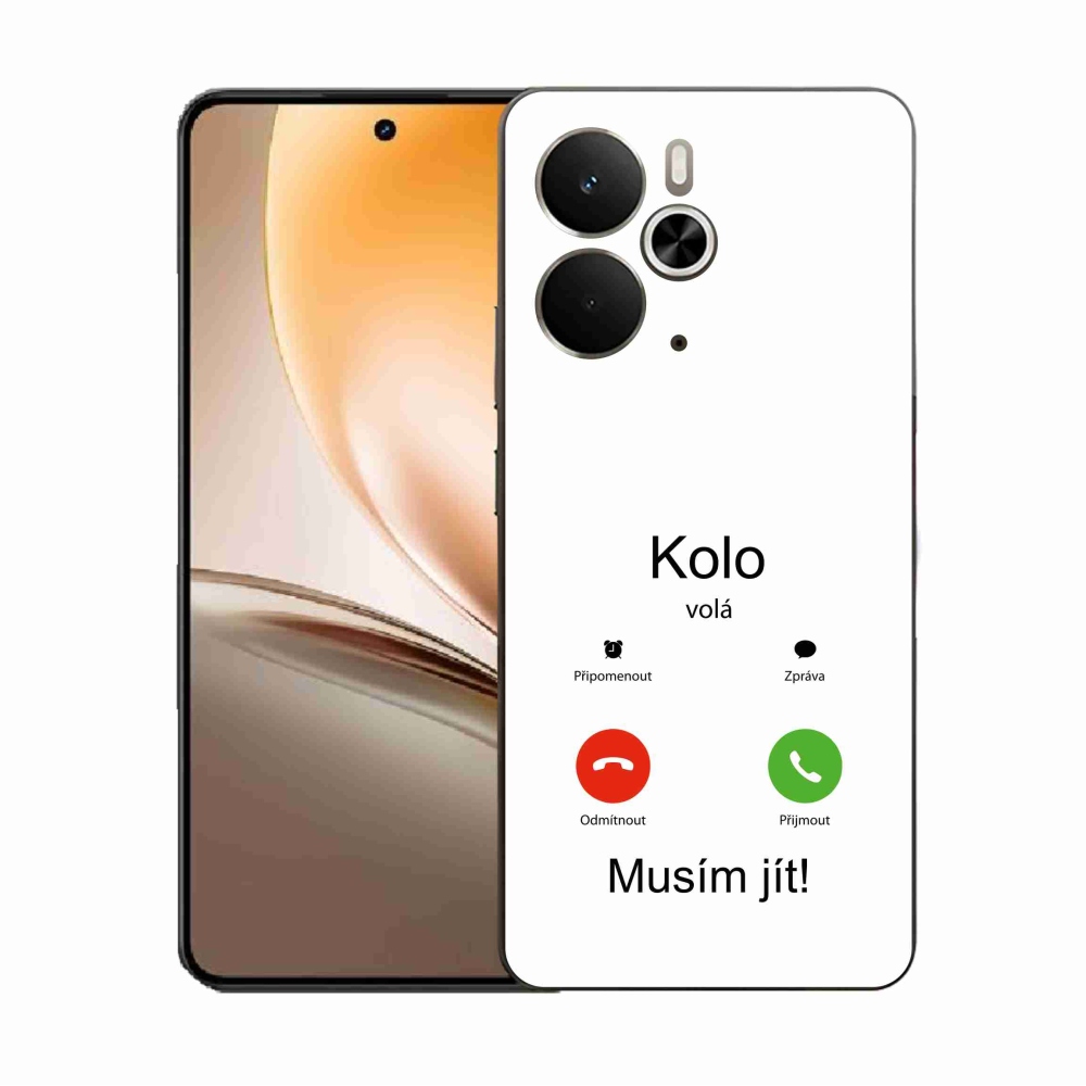 Gelový kryt mmCase na Realme 14 5G - kolo volá bílé pozadí