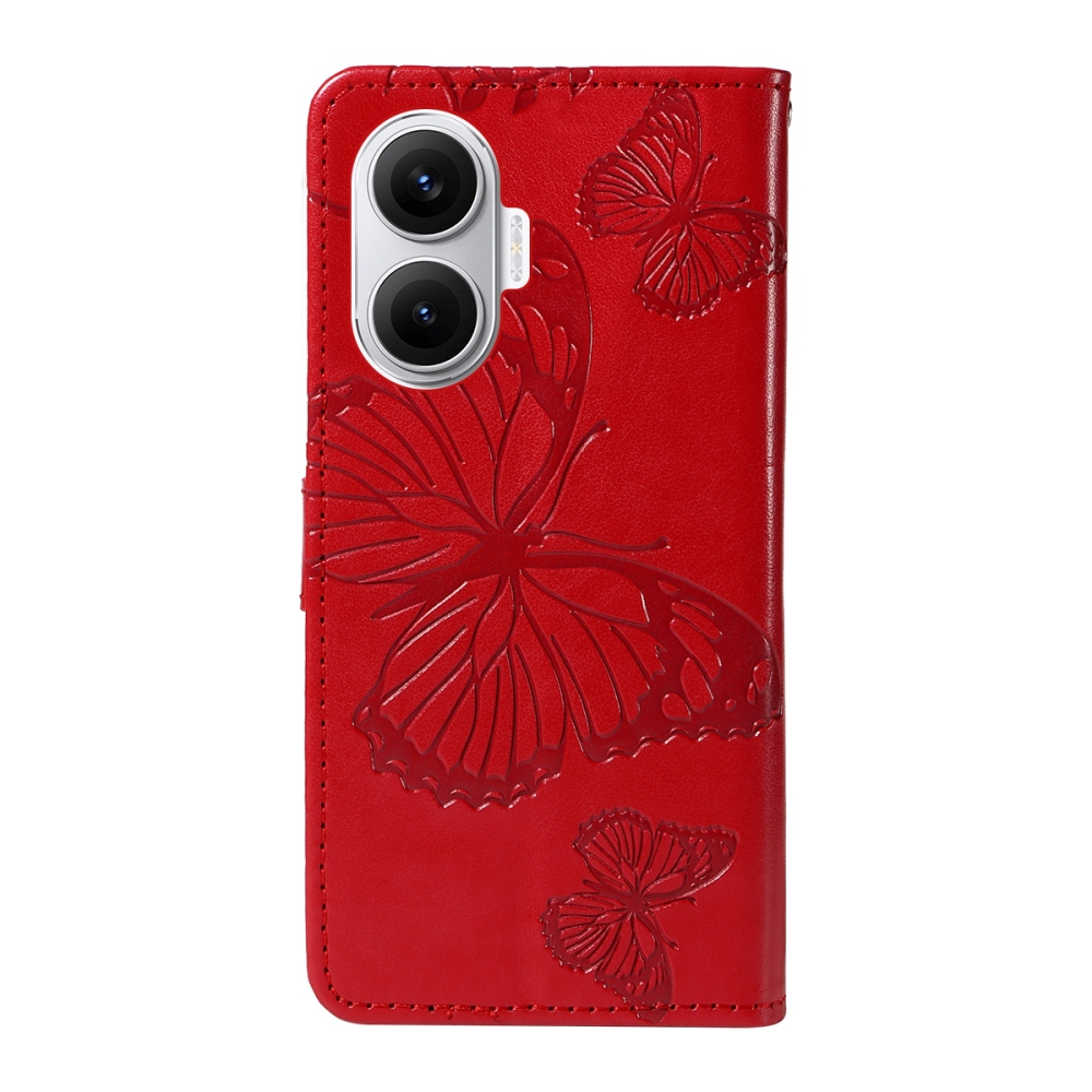 Big Butterfly knížkové pouzdro na Xiaomi Poco F7 5G - červené