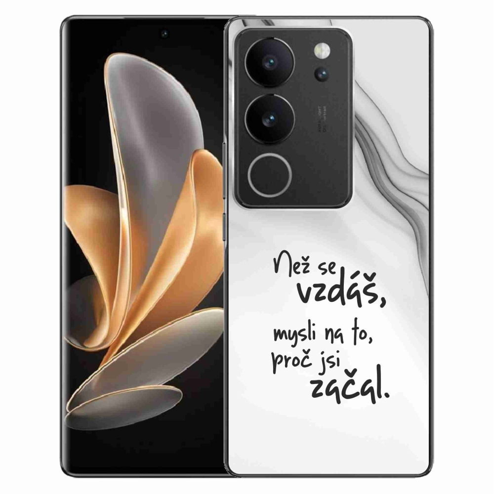 Gelový kryt mmCase na Vivo V29 5G - citát 2 bílé pozadí
