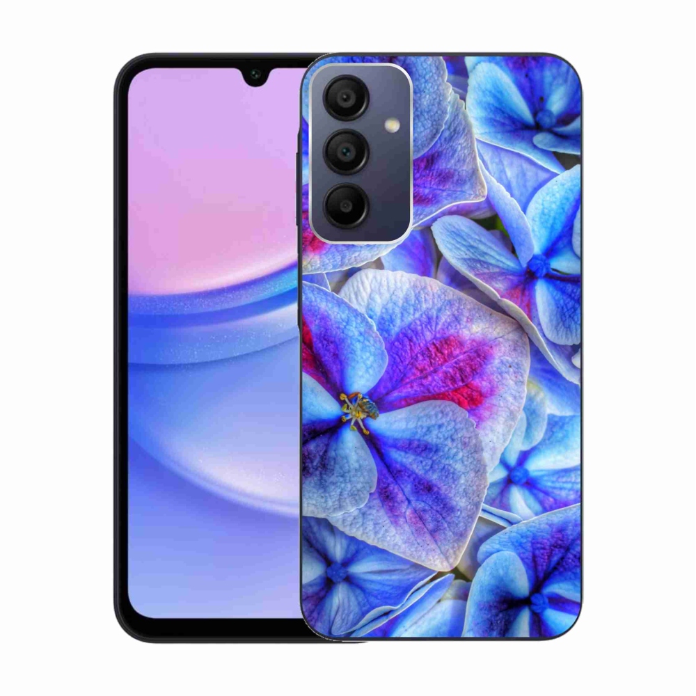 Gelový kryt mmCase na Samsung Galaxy A15 4G/5G - modré květy 1