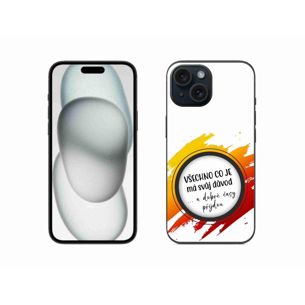 Gelový kryt mmCase na iPhone 15 - citát 3 bílé pozadí