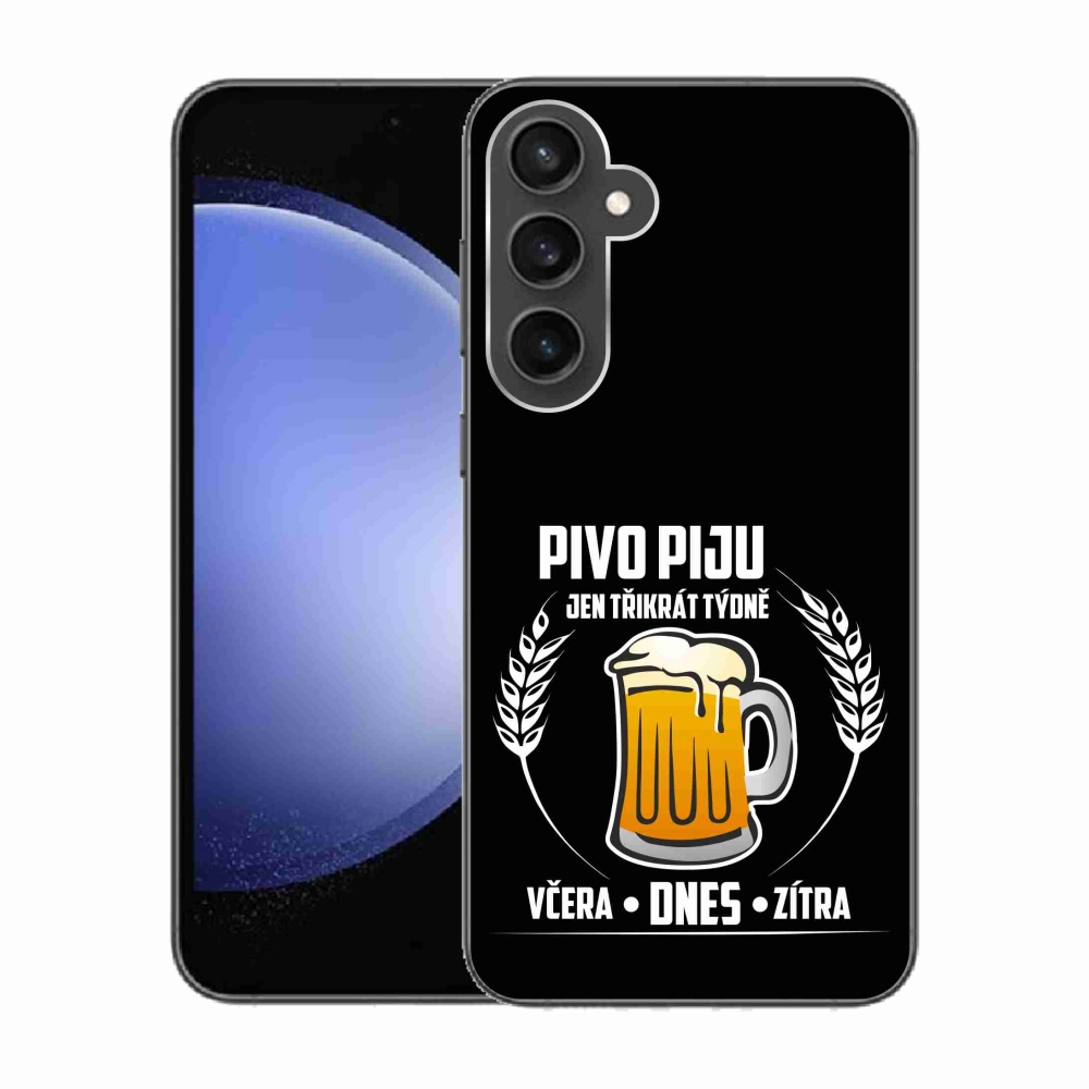 Gelový kryt mmCase na Samsung Galaxy S23 FE - pivní motiv černé pozadí