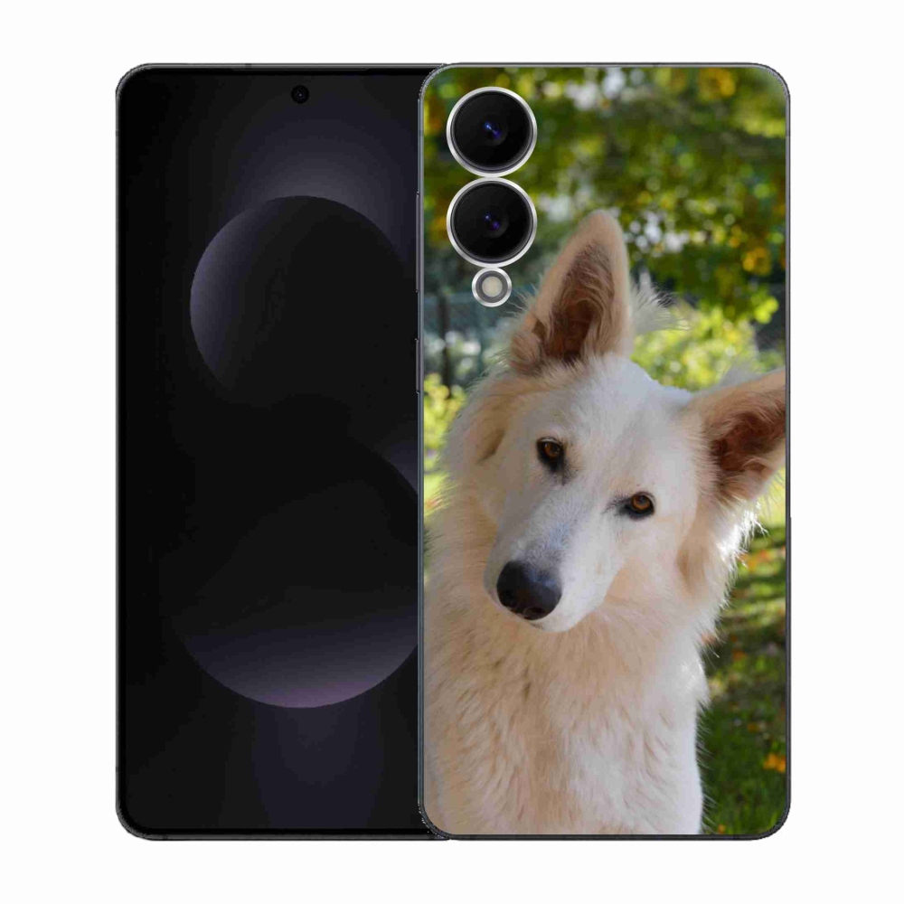 Gelový kryt mmCase na Samsung Galaxy S25 Edge - bílý švýcarský ovčák 1