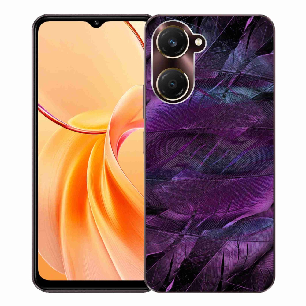 Gelový kryt mmCase na Vivo Y28s 5G - fialová pírka