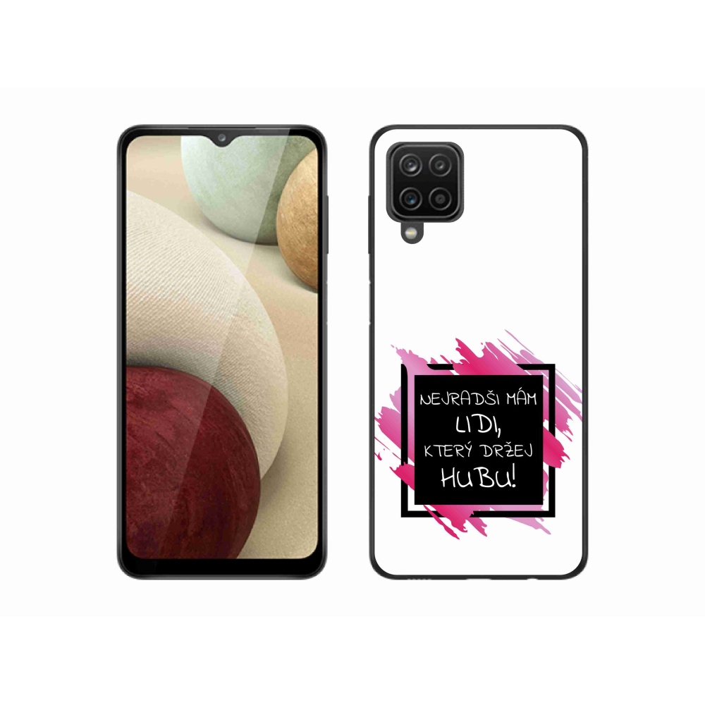 Gelový kryt mmCase na Samsung Galaxy A12 - vtipný text 7 černobílé pozadí