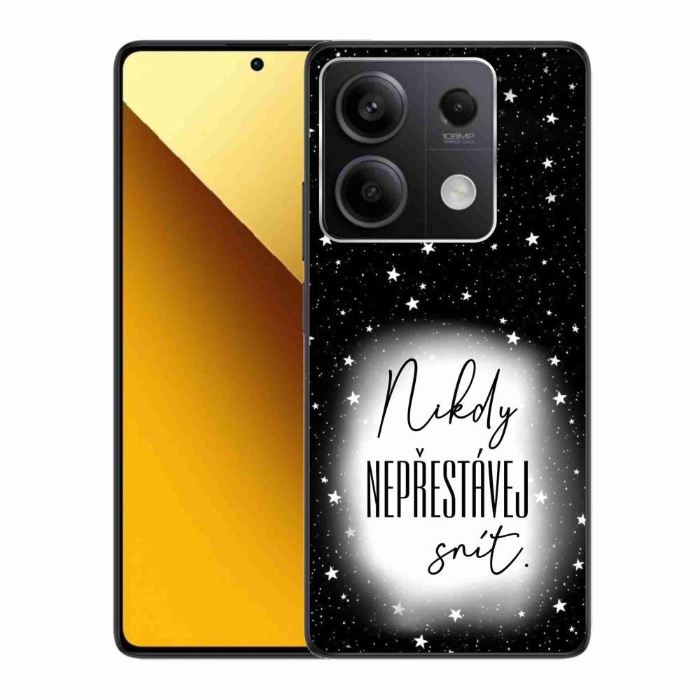 Gelový kryt mmCase na Xiaomi Redmi Note 13 5G - citát 1 bíločerné pozadí