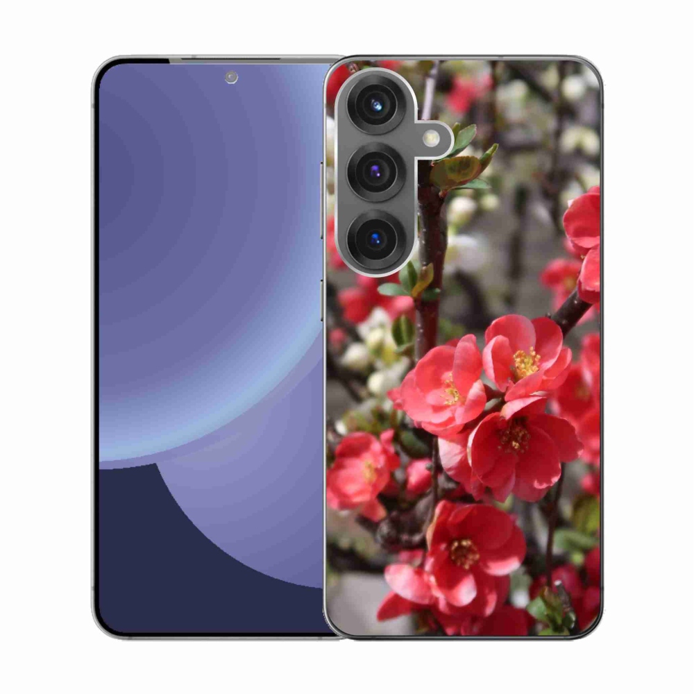 Gelový kryt mmCase na Samsung Galaxy S25 - červené květy