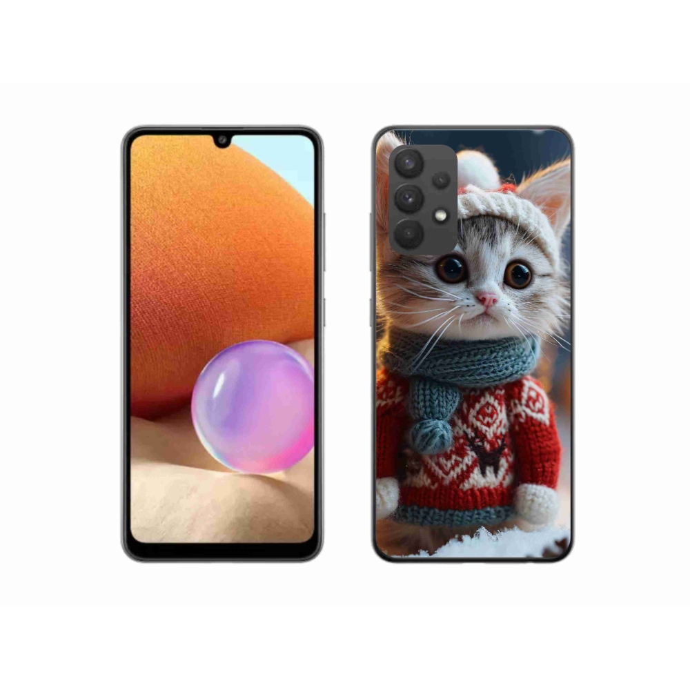 Gelový kryt mmCase na Samsung Galaxy A32 4G - kotě ve svetru