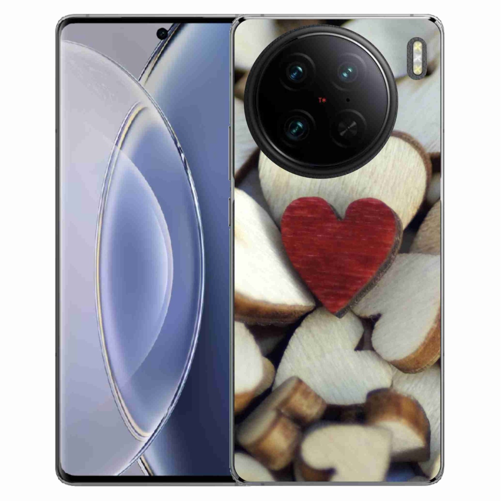 Gelový kryt mmCase na Vivo X90 Pro - gravírované červené srdce 