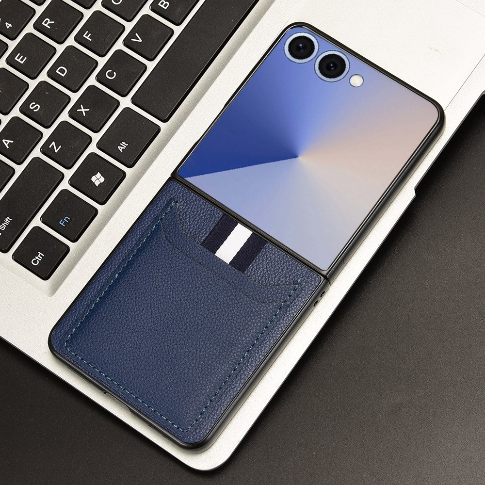 Combi plastový kryt s umělou kůží na Samsung Galaxy Z Flip7 5G - modrý