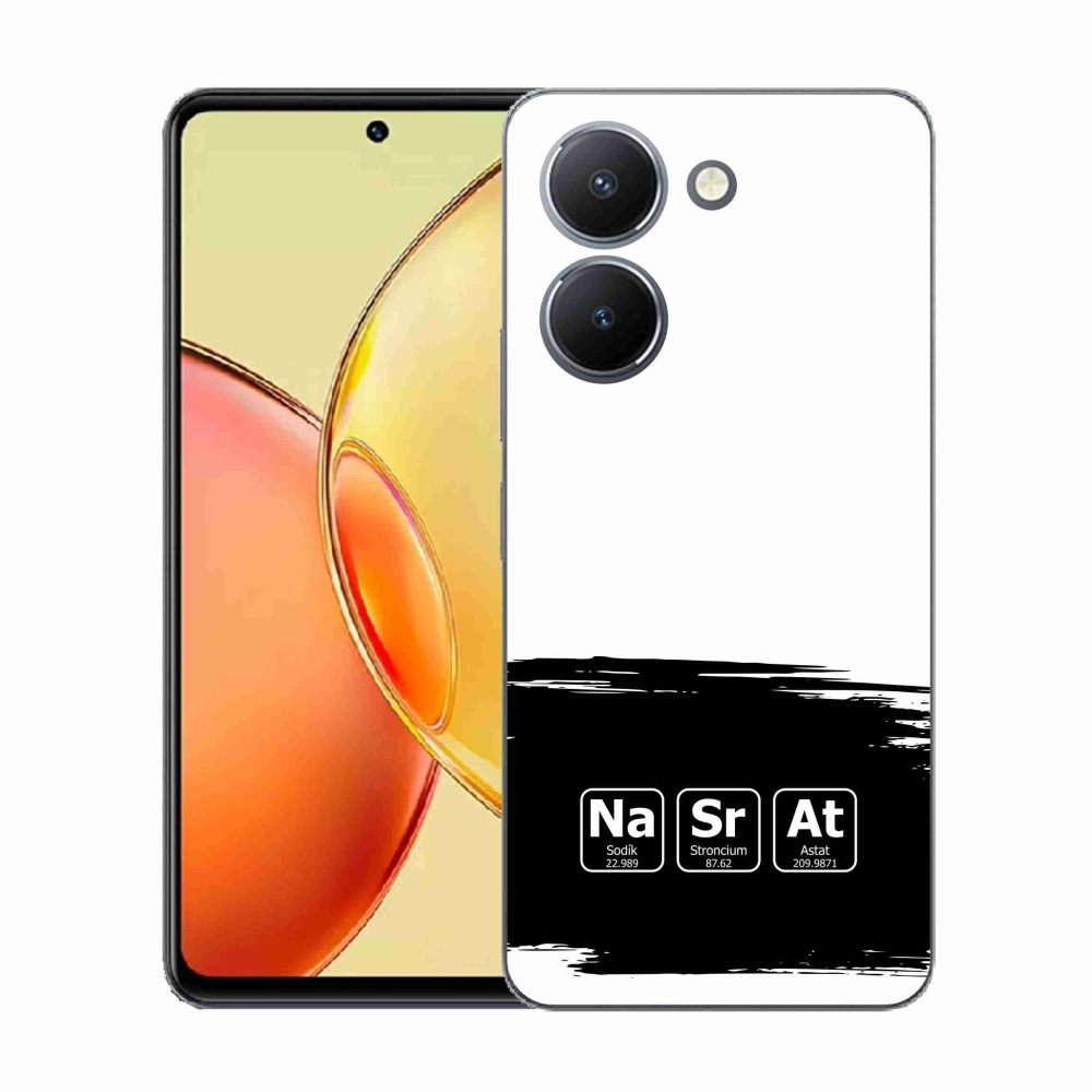Gelový kryt mmCase na Vivo Y36 - chemické prvky černobílé pozadí
