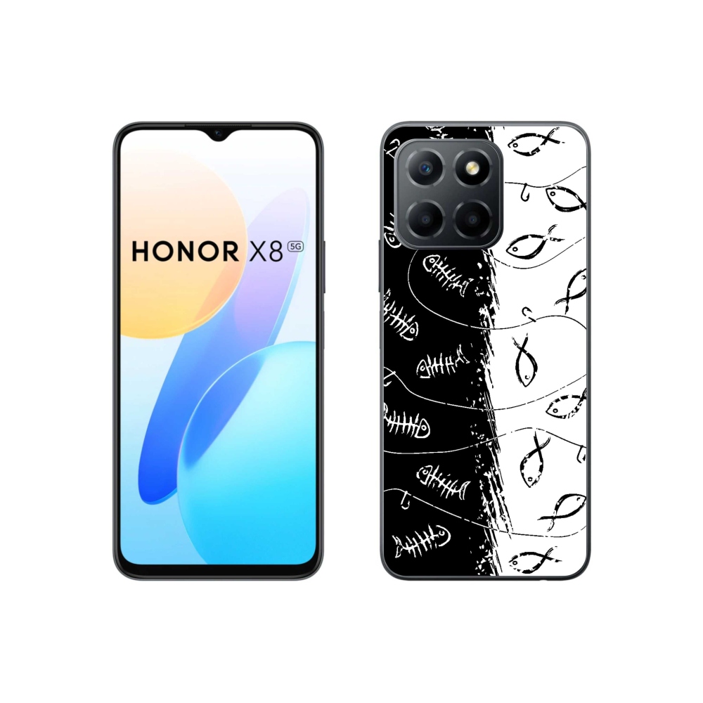 Gelový kryt mmCase na Honor X8 5G/70 Lite 5G - kostry a rybky
