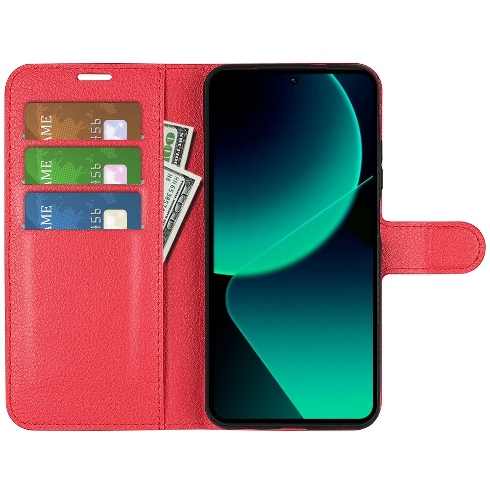 Litchi knížkové pouzdro na Xiaomi 13T/13T Pro - červené