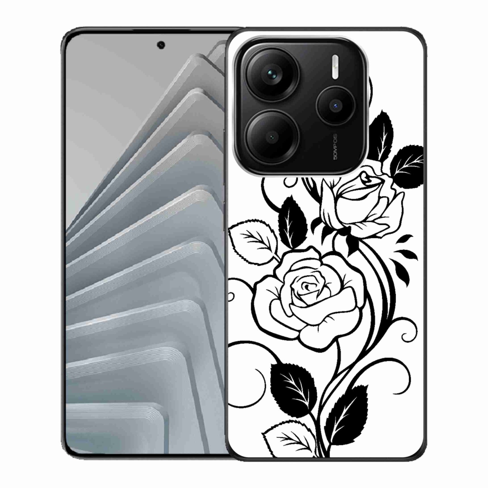 Gelový kryt mmCase na Xiaomi Redmi Note 14 5G - černobílá růže