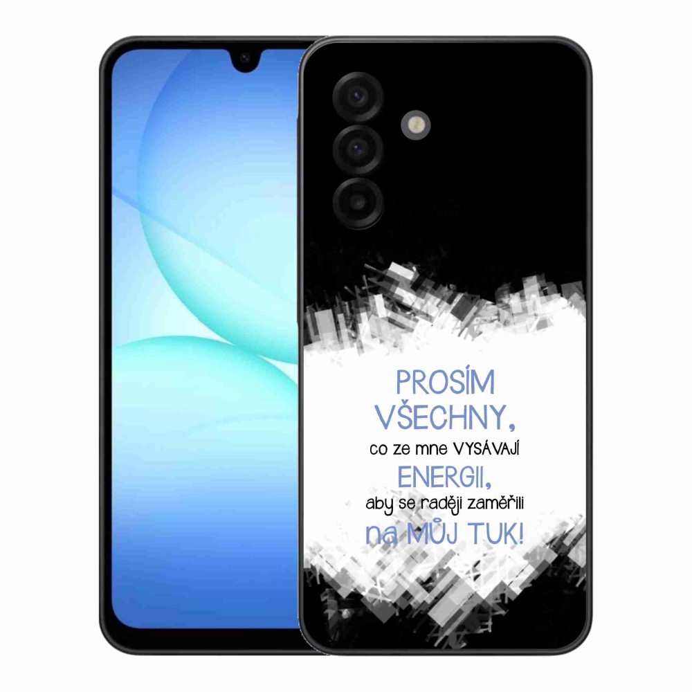 Gelový kryt mmCase na Samsung Galaxy A17 4G/5G - vtipný text 1 modrý