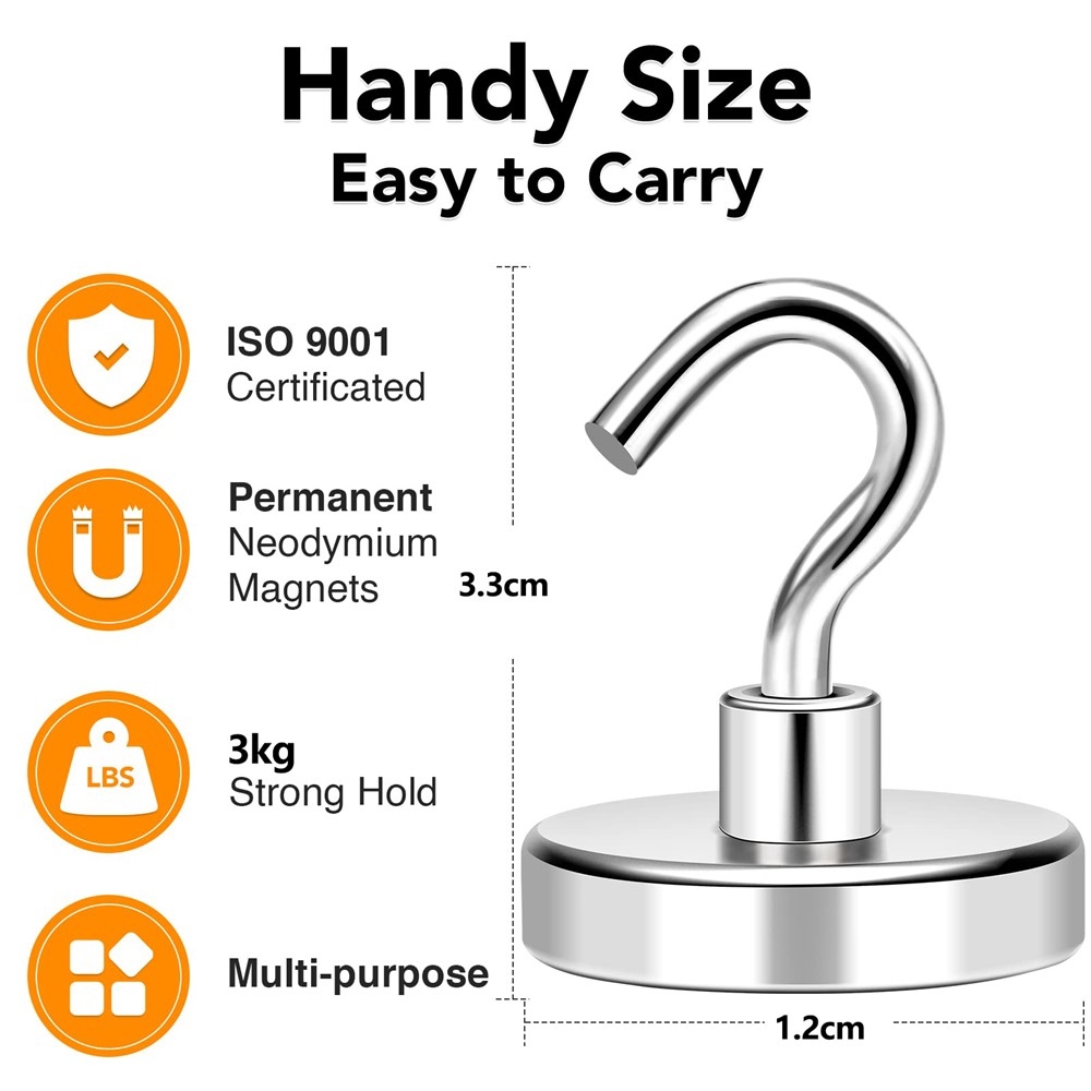 Závěsný ocelový magnetický háček s nosností 3 kg