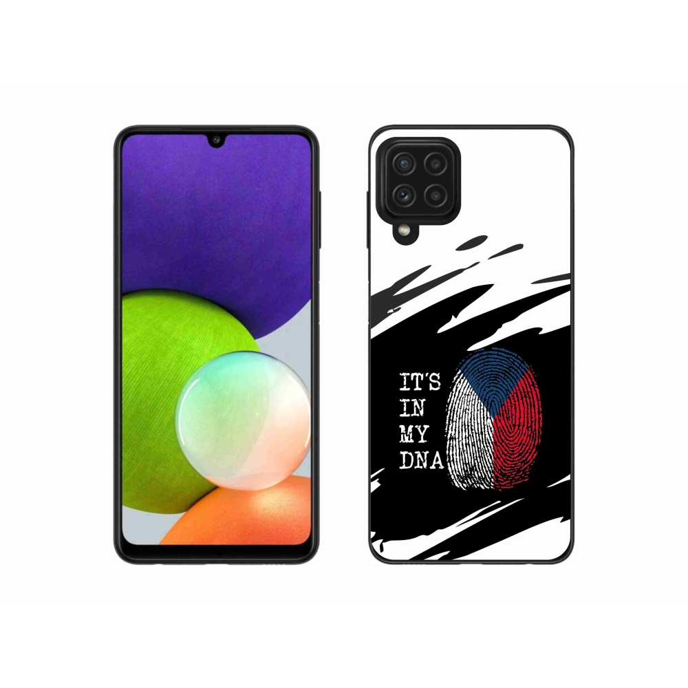 Gelový kryt mmCase na Samsung Galaxy A22 4G - vlajka otisk prstu černobílé pozadí